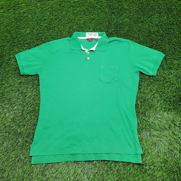 Vintage 90s 417 Van-Heusen Polo Shirt L/XL 22x28 Green - Picture 1 of 13